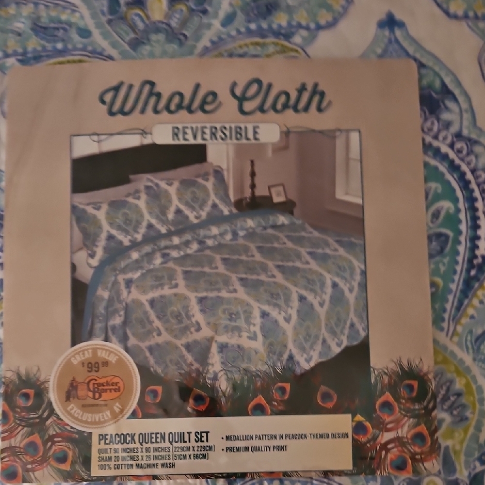 Peacock Alley Blue and White Geometric Quilt